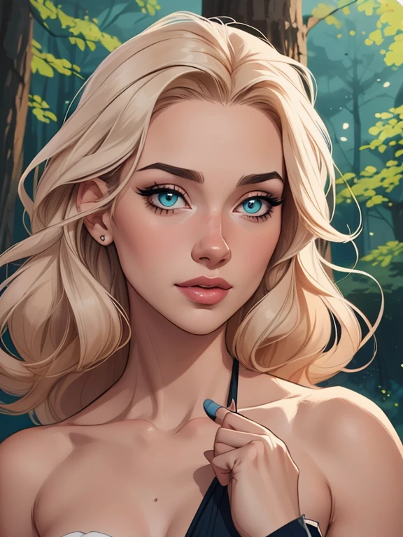 Personagem feminina em Imagem de desenho animado de uma mulher .Ilustra??o estilo desenho animado, estilo de arte dos desenhos animados, estilo de arte dos desenhos animados, digital illustration style, design de personagens altamente detalhado, arte digital detalhada coragem, Forest fan art, Design de personagens de retrato, beautiful digital illustration, retrato de alta qualidade, Arte em quadrinhos, mulher jovem cabelo com transas lindas . Beautiful lined eyes Medium large bust and wonderful sexy clothes. image expression of sexual desire from the waist to the illustration 