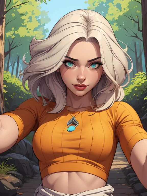 Personagem feminina em Imagem de desenho animado de uma mulher .Ilustra??o estilo desenho animado, estilo de arte dos desenhos animados, estilo de arte dos desenhos animados, digital illustration style, design de personagens altamente detalhado, arte digital detalhada coragem, Forest fan art, Design de personagens de retrato, beautiful digital illustration, retrato de alta qualidade, Arte em quadrinhos, mulher jovem cabelo com transas lindas . Beautiful lined eyes Medium large bust and wonderful sexy clothes. image expression of sexual desire from the waist to the illustration 