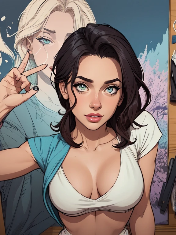Personagem feminina Imagem de desenho animado de uma mulher .Ilustra??o estilo desenho animado, estilo de arte dos desenhos animados, estilo de arte dos desenhos animados, digital illustration style, design de personagens altamente detalhado, arte digital detalhada coragem, Forest fan art, Design de personagens de retrato, beautiful digital illustration, retrato de alta qualidade, Arte em quadrinhos, mulher jovem cabelo com transas lindas . Beautiful lined eyes Medium large bust and wonderful sexy clothes. image expression of sexual desire from waist to waist illustration