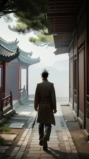 A man from ancient China walks alone