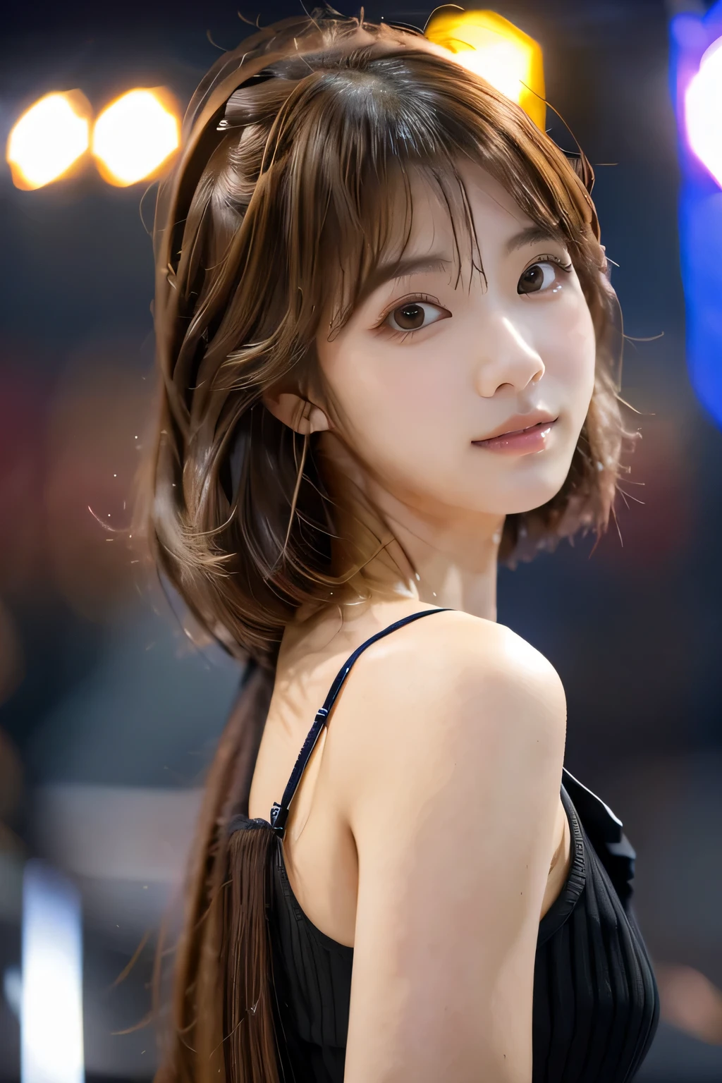 (masterpiece:1.3), high resolution, ultra detailed, extremely detailed CG unity 8k wallpaper, realistic, photo-realistic, RAW photo, beautiful detailed face, pale skin, realistic glistening skin, detailed cloth texture, detailed hair texture, Perfect body, Beautiful Face, accurate, Anatomically correct, Highly detailed face and skin texture, natural neck length, (beautiful hands), (fair skin:1.1), (well-aligned teeth:1.1), (Sweaty skin:1.2),
BREAK,
Detailed eyes, symmetric eyes, Light Brown eyes, Double eyelids, Thin eyebrows, (Glossy lips:1.4), ((A face with waiting for a kiss:1.2)), (blush:1.1), (A sparkling small hair accessory:1.1), (beautiful smile:1.1)
BREAK,
(A classy and Cute woman1.3), (nude, nsfw, nipple:1.4),
BREAK,
medium large breasts, slender figure, firm abs,
((randomo hairstyle, black hair, bangs:1.2)), (cowboy shot:1.2), (looking at viewer), cowboy shot, From above,
BREAK,
((Sitting side by side on the backseat of a office)), (((A view of Tokyo outside the window at Night:1.3))),