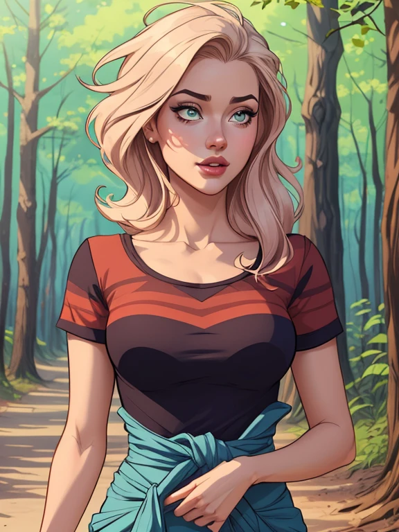Personagem feminina Imagem de desenho animado de uma mulher .Ilustra??o estilo desenho animado, estilo de arte dos desenhos animados, estilo de arte dos desenhos animados, digital illustration style, design de personagens altamente detalhado, arte digital detalhada coragem, Forest fan art, Design de personagens de retrato, beautiful digital illustration, retrato de alta qualidade, Arte em quadrinhos, mulher jovem cabelo com transas lindas . Beautiful lined eyes Medium large bust and wonderful sexy clothes. image expression of sexual desire from waist to waist illustration