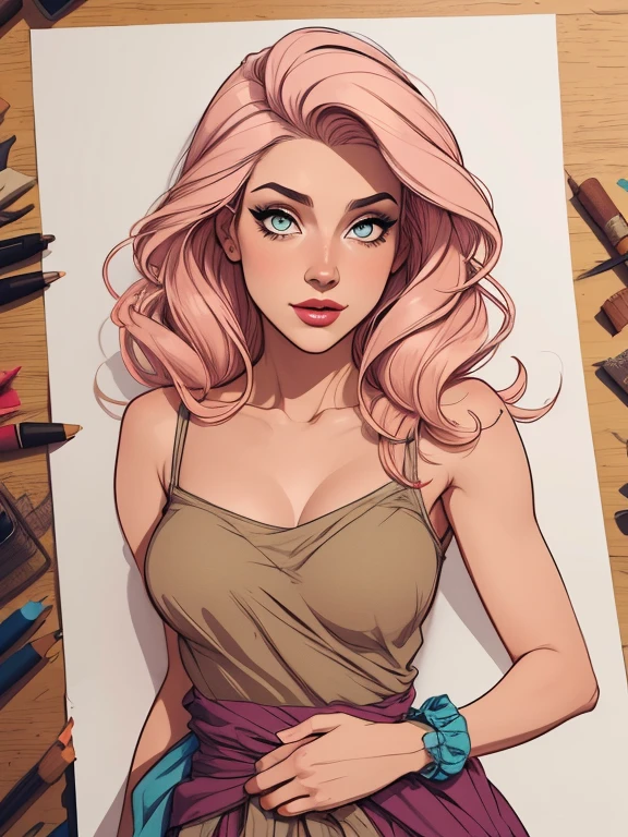 Personagem feminina Imagem de desenho animado de uma mulher .Ilustra??o estilo desenho animado, estilo de arte dos desenhos animados, estilo de arte dos desenhos animados, digital illustration style, design de personagens altamente detalhado, arte digital detalhada coragem, Forest fan art, Design de personagens de retrato, beautiful digital illustration, retrato de alta qualidade, Arte em quadrinhos, mulher jovem cabelo com transas lindas . Beautiful lined eyes Medium large bust and wonderful sexy clothes. image expression of sexual desire from waist to waist illustration