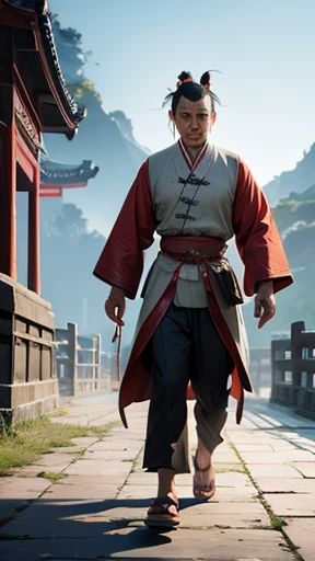 A man from ancient China walks alone