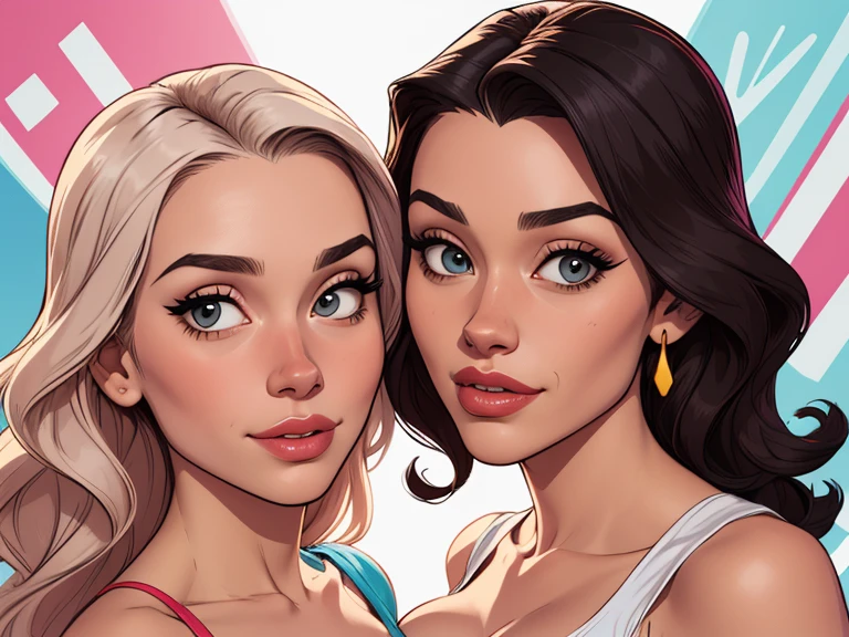 Beautiful portrait mode pose Cartoon character in dynamic pose two women together with freckles on their faces Disney princess Queen Anna of Arendelle with 1,60cm on the left and together with a symmetrical body and beautiful breasts, corpo bem definido, delicado e sensual, estilo de desenho animado, digital illustration Portrait mode a close up of two women Cartoon style digital illustration in bikinis in front of a mountain, artegerm e lois van baarle, artegerm e atey ghailan, modelo uniforme | artegerm, artegerm e Genzoman, artegerm comic, como visto em artegerm, artegerm e wlop, artegerm and rossdraws style digital illustration cartoon style 