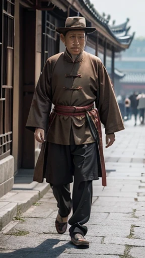 A man from ancient China walks alone