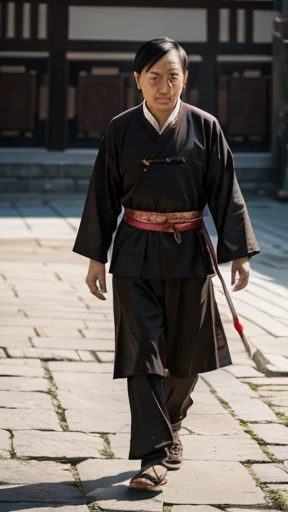 A man from ancient China walks alone