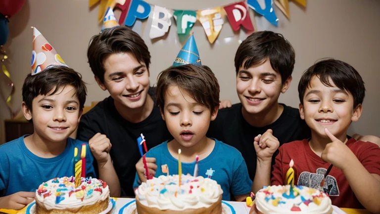 a party of 5 year old boys having a birthday party