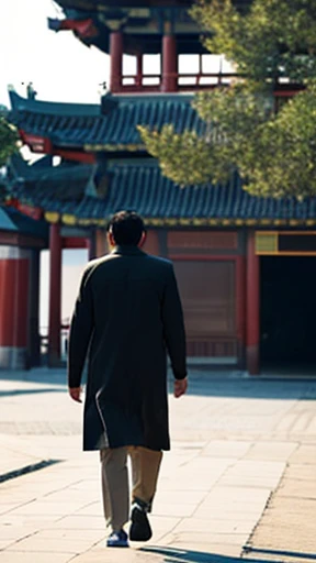 A man from ancient China walks alone