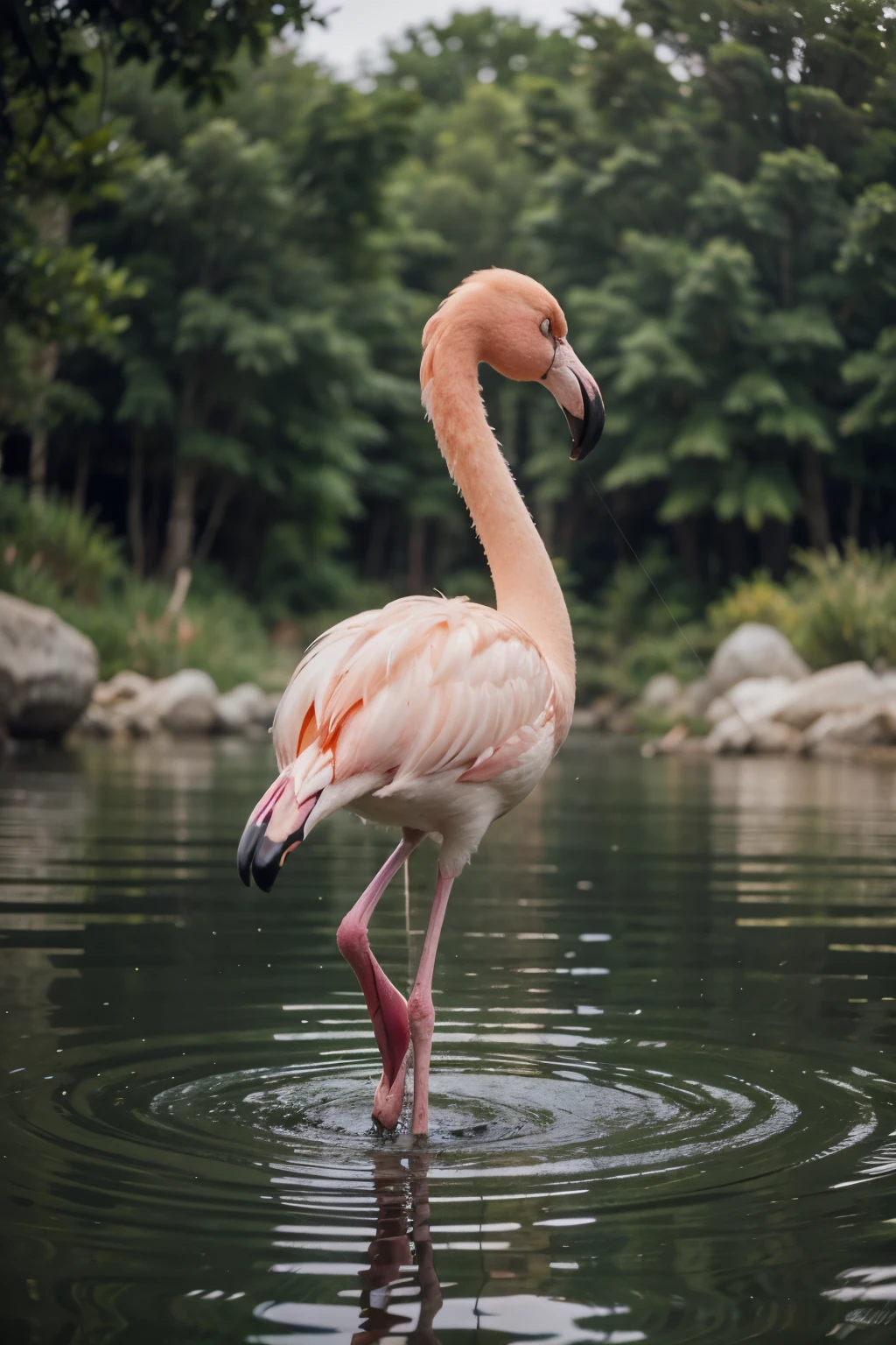 flamingo watching the days passing by