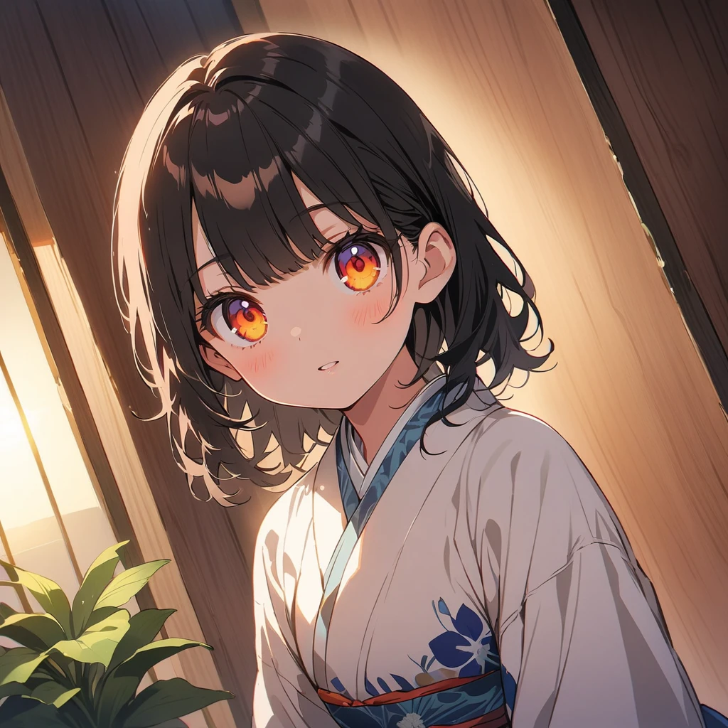 Anime girl , cute 、Potted plants、(highest quality、masterpiece、High resolution、detailed)、animeスタイル、Flat Style、(Shining Eyes、detailed美しい顔), BREAK,extremely detailed(The Shining), Best lighting, Best Shadow、High saturation、Japanese world、Dynamic Angle、anime