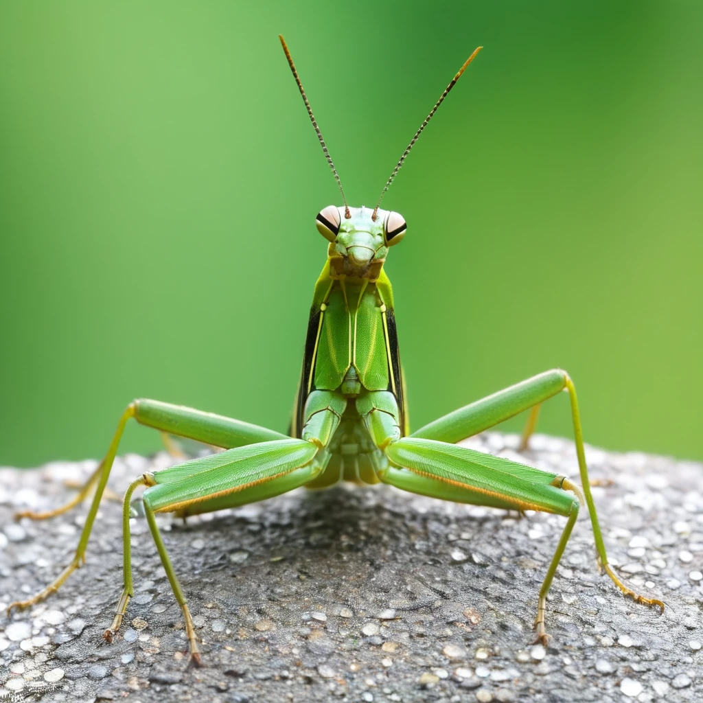 Mantis religiosa vista de frente