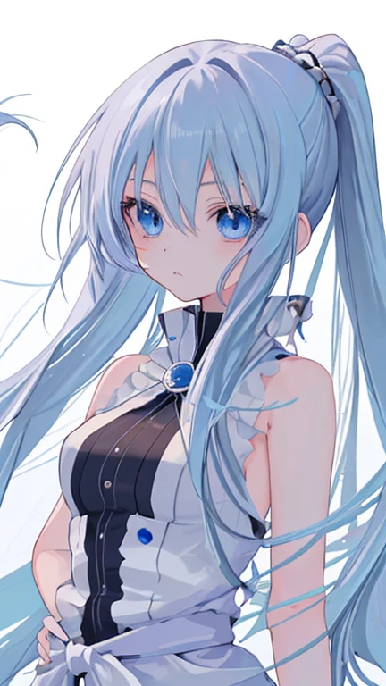 Anime Style,highest quality, masterpiece, blue eyes, Upper Body,Simple Background,One Girl, Flowing Hair