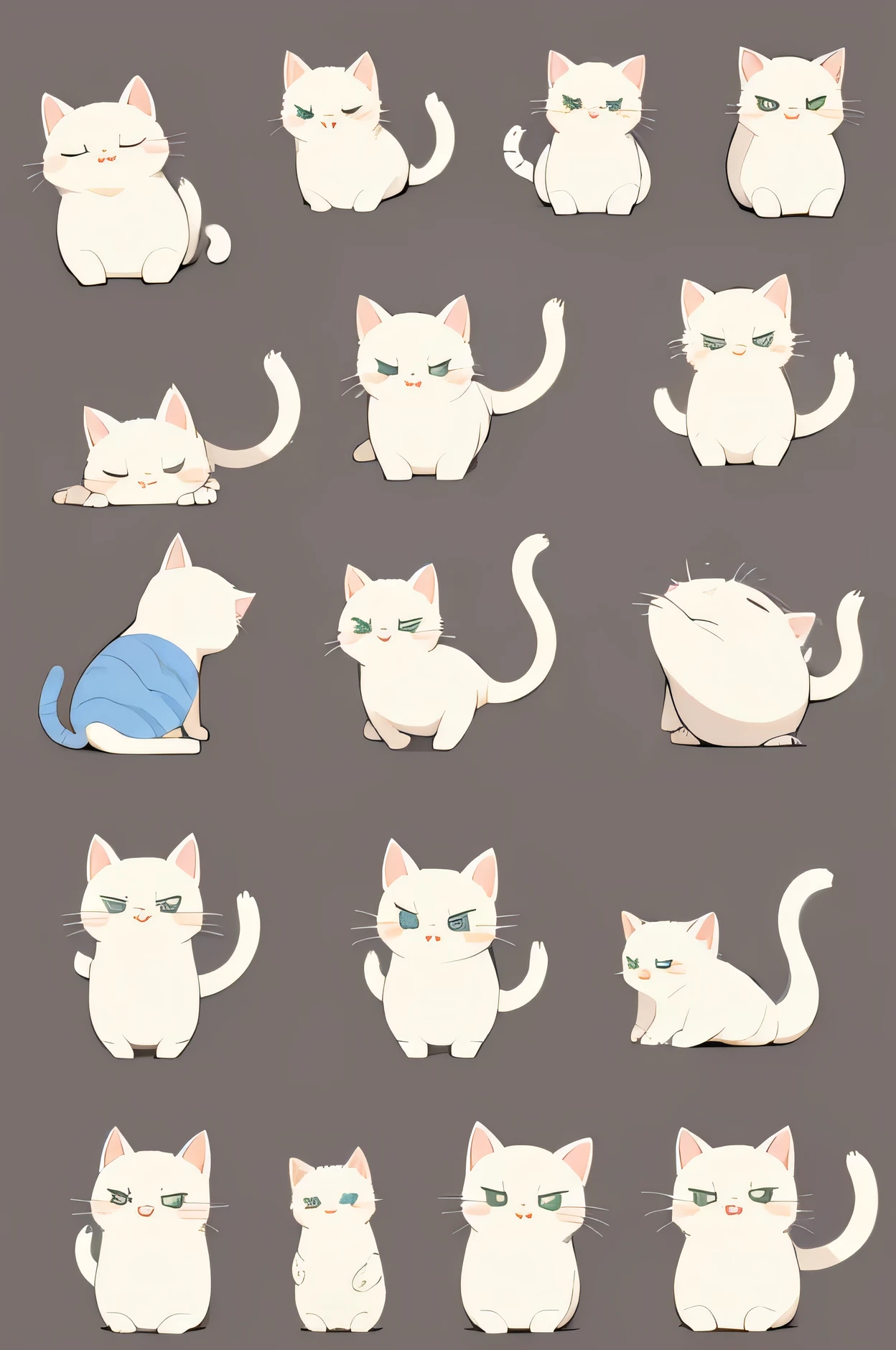 cute cat characters collection isolated background