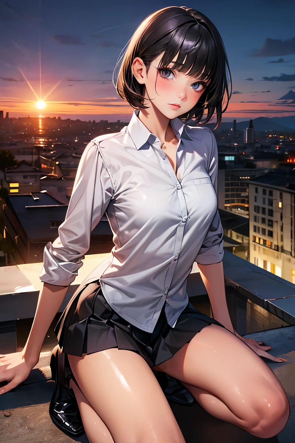(masterpiece:1.2, highest quality), (Realistic, photoRealistic:1.4), Beautiful illustrations, 
View your viewers, whole body, Front view:0.6, 
1 girl, Japanese,, Hair fluttering,, bangs, amount，Beautiful Hair, Beautiful Face, Beautiful details, Beautiful clavicle, Beautiful body, Beautiful breasts, Beautiful thighs, Beautiful feet, Beautiful fingers,((Random scenery)),
((Random hairstyle:1.5))，((uniform))，((Drooping eyes))，((Small breasts))