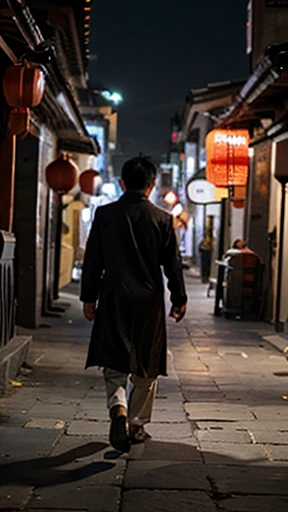 A man from ancient China walks alone