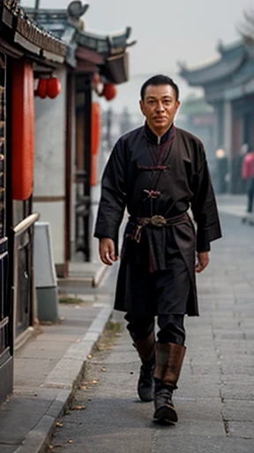 A man from ancient China walks alone