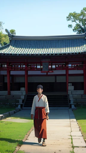 A man from ancient China walks alone