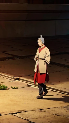 A man from ancient China walks alone