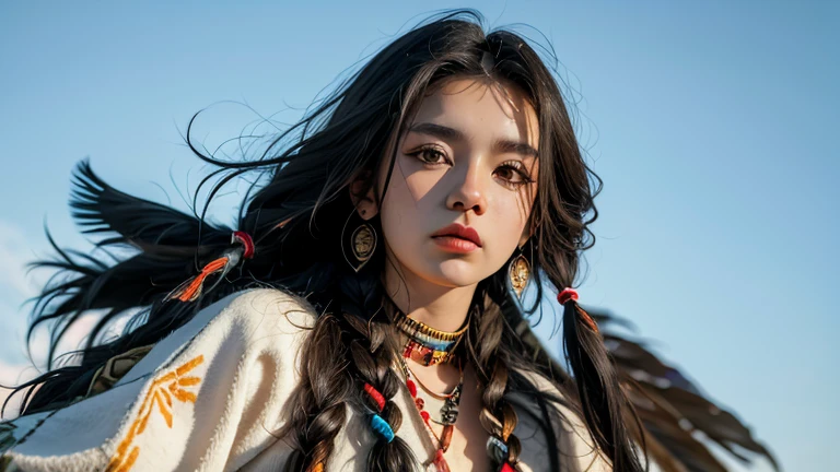 Try creating a native American woman in her own prairie with tribal attributes Showing his whole body