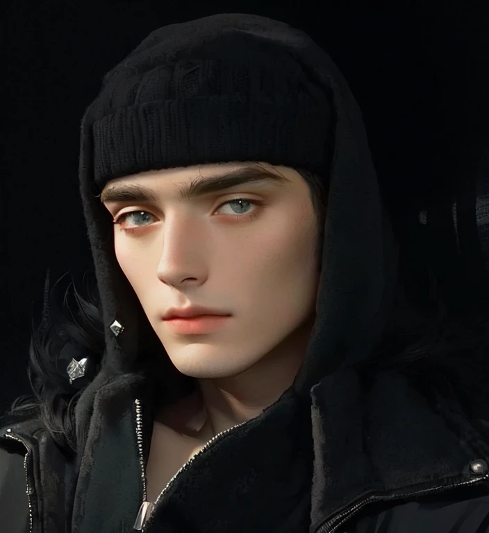 Hombre arafed con una chaqueta negra y un sombrero negro., estilo de seb mckinnon, mateo dineen, buena cara, cara perfecta y chico, taken in the early 2020s, estilo ilya vivishinov, rostro perfectamente iluminado, hoja de anato finn. caras perfectas, hermoso rostro, perfect hermoso rostro, estilo de anton fadeev