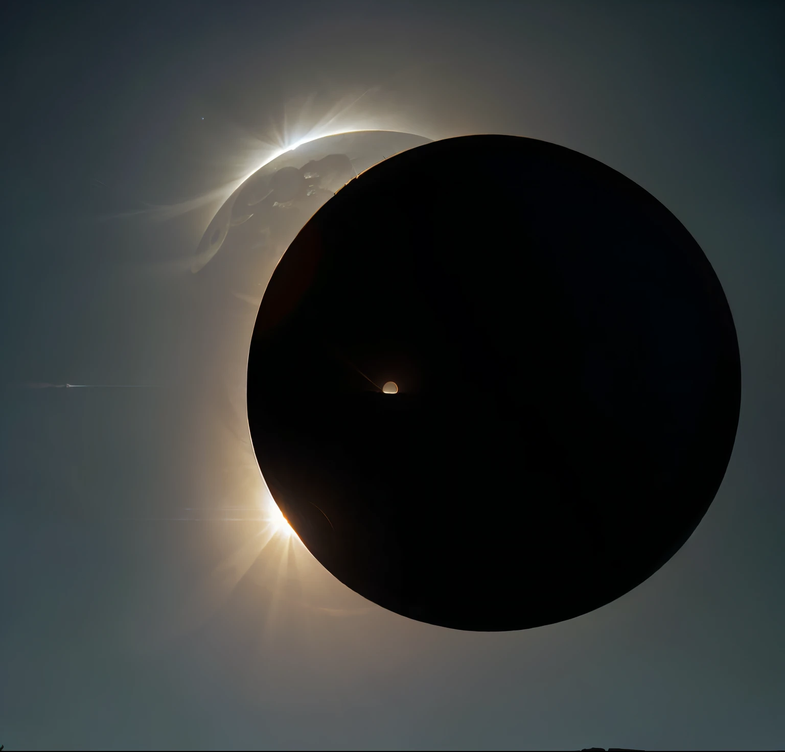 solar eclipse, cinematic lighting, unreal engine, trending on ArtStation, intricate details, masterpiece, best quality, by Irakli Nadar, Greg Rutkowski,(((best quality))),(((ultra detailed))),(((masterpiece)))