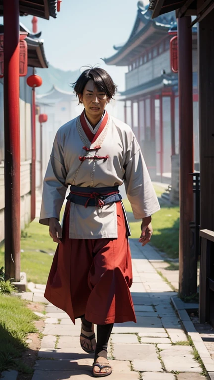 A man from ancient China walks alone