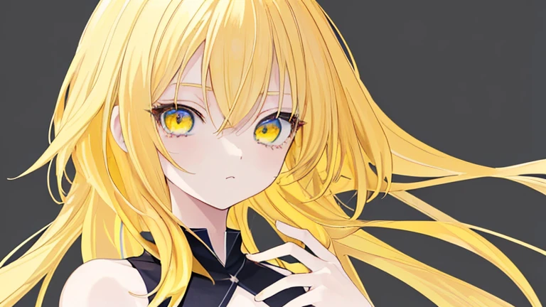 Anime Style,highest quality, masterpiece,Yellow Hair, Beautiful eyes, Upper Body,One girl,Simple Background