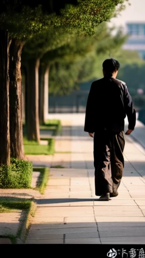 A man from ancient China walks alone