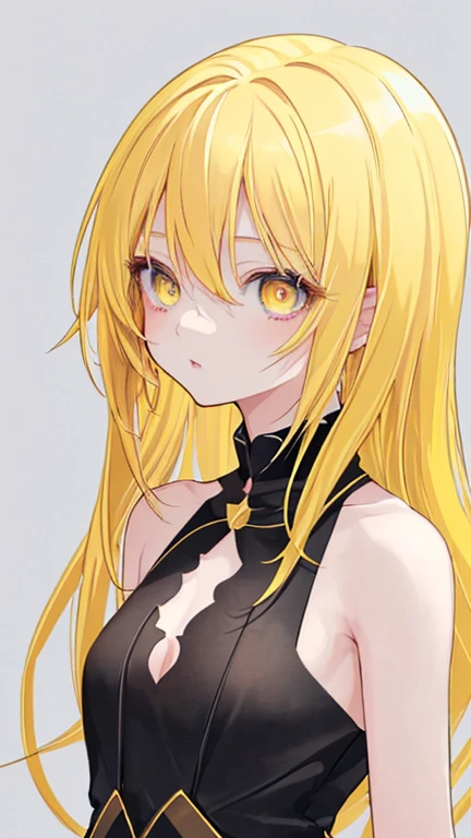 Anime Style,highest quality, masterpiece,Yellow Hair, Beautiful eyes, Upper Body,One girl,Simple Background