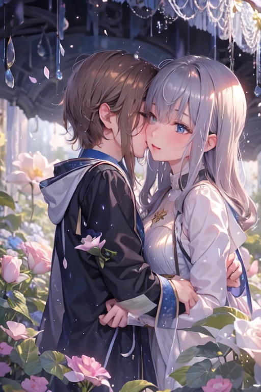 a park with a lot of greenary,fluffy hair,A dark-haired,White and brown and light blue and pink,Autumn outfit,Lower body exposed,Sticking out the buttocks,Raise your butt high and block, insertion ,Aofumi,A large amount of white liquid overflows from the crotch,cum shots,Nipple bumps,The sleeves of the clothes are a little long,You can see cleavage,steam,Moe Sleeve,Multiple people hugging each other,Hugging,- Her legs are grabbed and her crotch is wide open,blushing with embarrassment,AHE Face,Ohoface,Open eyes,I'm glad to drool,Happy smile,Holding hands,Flirting with a close-knit body