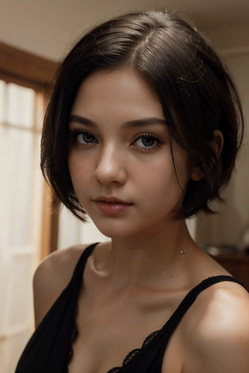 {masterpiece},{best quality},{1girl}, cute, Amazing, beautiful detailed eyes, black eyes, short hair, black hair,finely detail,Depth of field,extremely detailed CG,original, extremely detailed wallpaper,upper body, looking at viewer