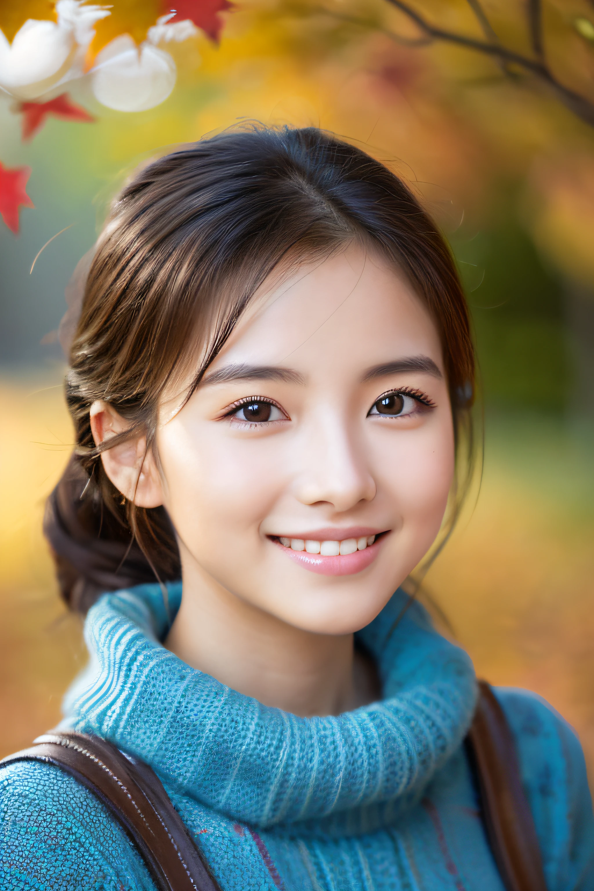 It's nice to see this smile.、A beautiful woman、bold gesture、a smile、16 year old girl、Lovely、Upper part of the body、
Under the autumn sky、Colorful sweaters、Medium Length Hair、tiny 、Natural lipstick、White skin、
On the table、Top quality、Implications、Ultra-clear、beautiful、high resolution、8k wallpaper、Perfect dynamic composition、Beautiful and delicate eyes、Clean and proper hands、Anatomically correct、sharp focus( (8K:1.27)、Top quality、masterpiece、Ultra-high resolution:1.2) Japanese beauty photos、 (Beautiful feces:1.1)、Dramatic lighting、The pose is seductive