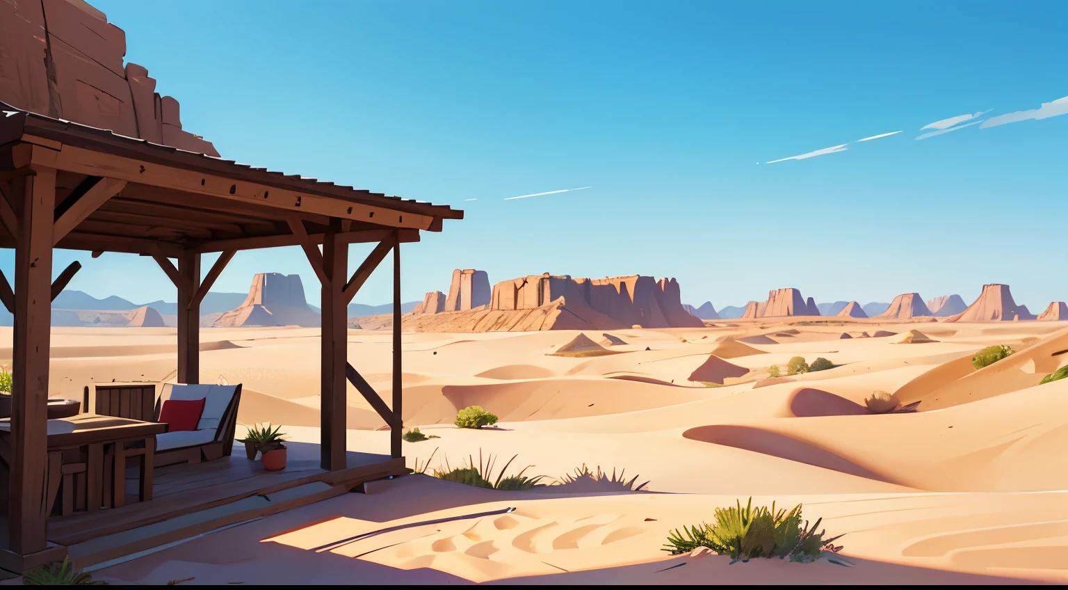 (illustrations : 1.0), photorealistic lighting, HD detail, summer, 12 pm, Dolsan, tor, outdoor scenery, desert