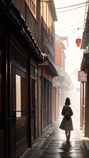 ancient chinese girl walking alone