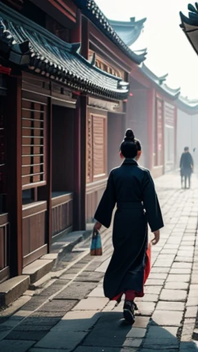 Ancient Chinese woman walking alone