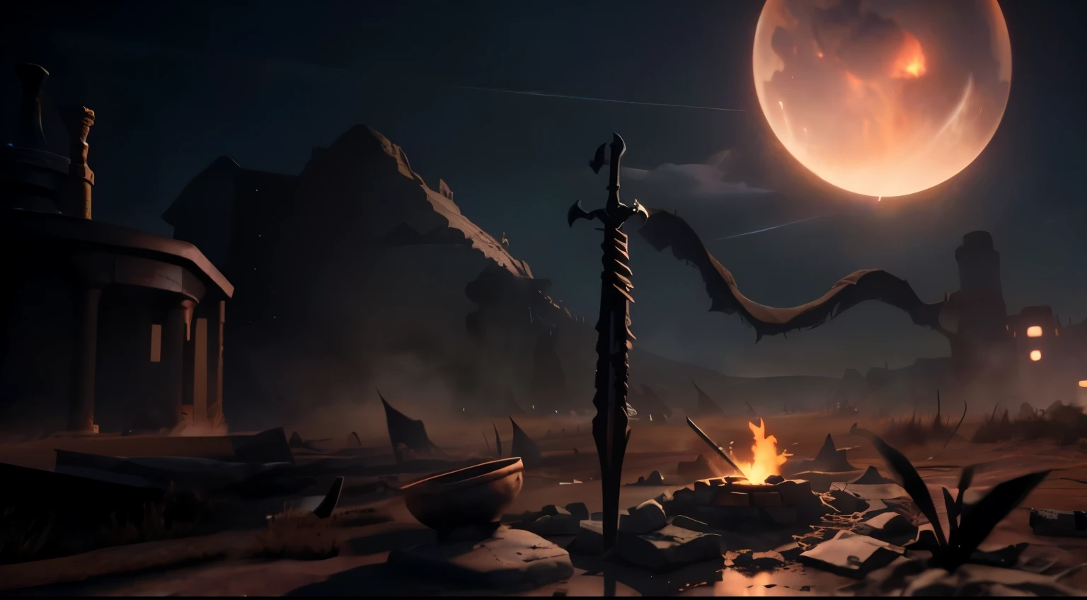 there is a dragon that is standing in the dirt by a fire, epic fantasy digital art style, (octane render) fantasy style, unreal engine fantasy art, 4k highly detailed digital art, fantasy style 8 k octane render, 4k detailed digital art, epic fantasy weapon art, cinematic matte illustration, 8k high quality detailed art, scythe design