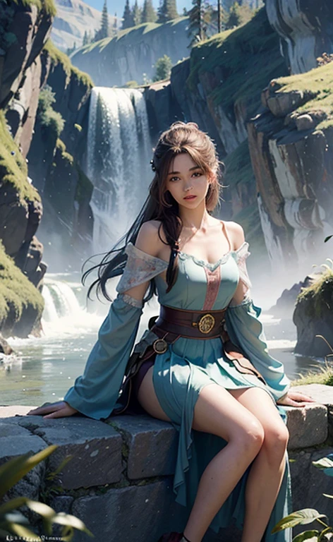 Warcraft art, Ami Matsumoto is a hardworking 21 years old woman with aspirations of becoming a doctor, She has long, dark hair and warm brown eyes, wearing a simple yet elegant lion clan open kimono whit out obi with hints of a fantasy medieval influence, Her demeanor is gentle and caring, reflecting her dedication to helping others, She stands in a quaint, palace hall, waiting for a sexual round ready to blowjob, The design should adult sed on her original appearance in the True Love game, capturing her unique charm and determination, Generate image in medieval fantasy art style, OpenArt SDXL model,