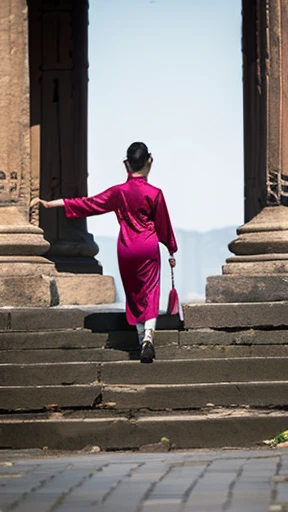 Ancient Chinese woman walking alone