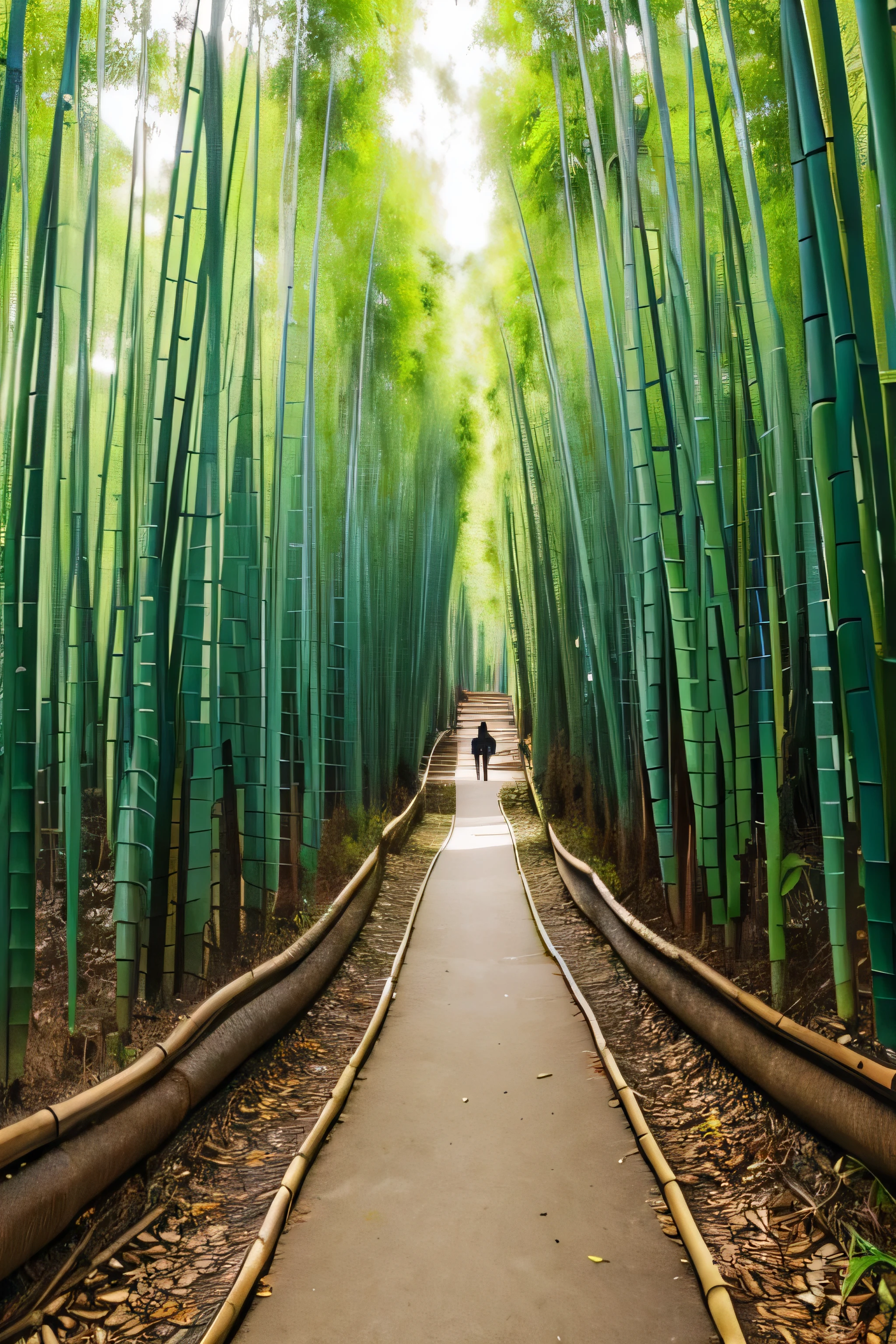 bamboo, Lush bamboo forest, A beautiful path in the bamboo forest