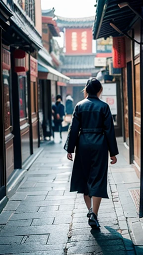 Ancient Chinese woman walking alone
