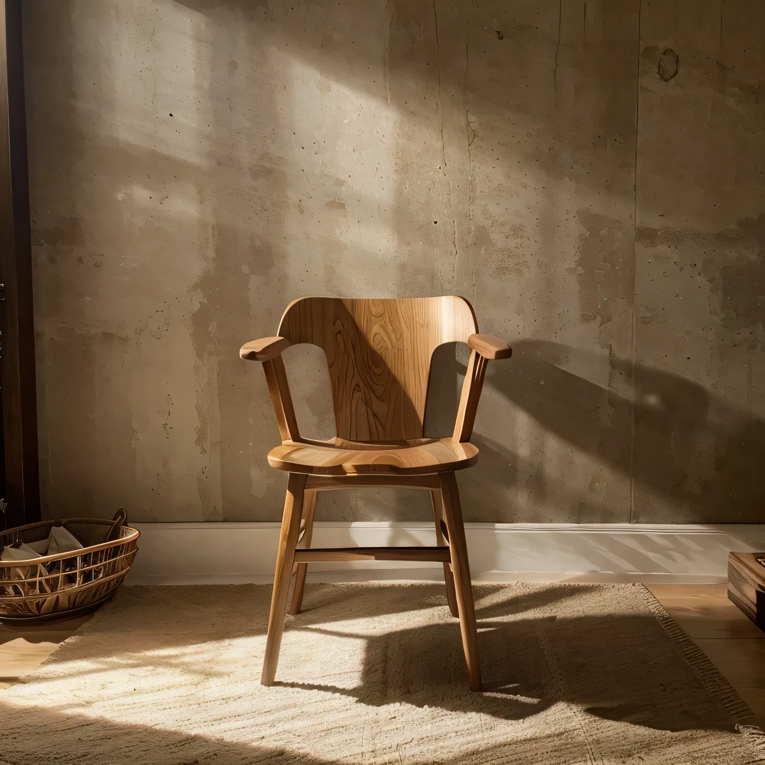 (best quality, masterpiece, ultra minute details), beautiful wooden Chair, detailed and smooth wood texture, natural-looking color, environment illuminated with soft light