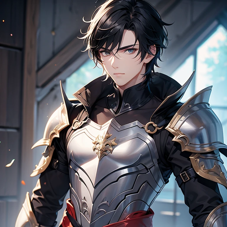 Boy have handsome face with armor clothes have a black hair have a cool body
