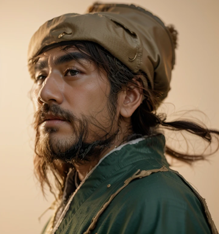 Real skin,Cleanse pores,Photorealism,modern,Reality,True scale,Very real,1:1,(Realistically:1.36),masterpiece,Super Detail,Maximum resolution,Close-up of a man with a long beard, Tang Dynasty velvet textured hat,Tang Dynasty hats,Eye corners upturned,Eyebrows raised,author:Li Bai, xianxia, Tang Dynasty, Super Detail,HD,16K