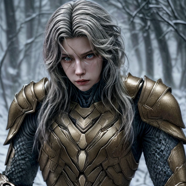 A snake in random season, with a perfect sculptural realistic,with mediaval armor, and potrait, ultra realistic, HD,