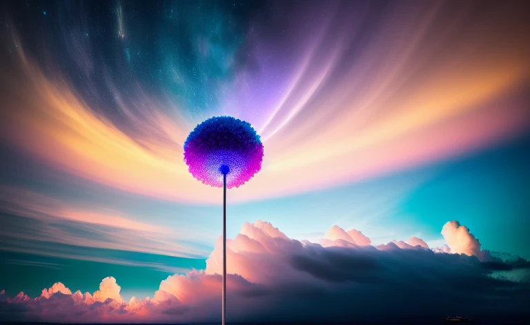 Step into a realm of ethereal beauty as you gaze upon a breathtaking photograph of colorful Lollipop Candy bioluminescent floating above the clouds. This captivating image showcases a flawless composition, where every element is meticulously placed to create a visually stunning masterpiece. The intricate details of the Lollipop Candyare brought to life with exceptional clarity, illuminating their enchanting glow against the backdrop of the sky. The composition adheres to the principles of the golden ratio, ensuring a harmonious and aesthetically pleasing arrangement. This artwork is a true testament to creativity and imagination, captivating viewers with its otherworldly charm. The photograph is expertly captured in mesmerizing 4K resolution, allowing every viewer to appreciate the intricate beauty and artistic essence of this scene