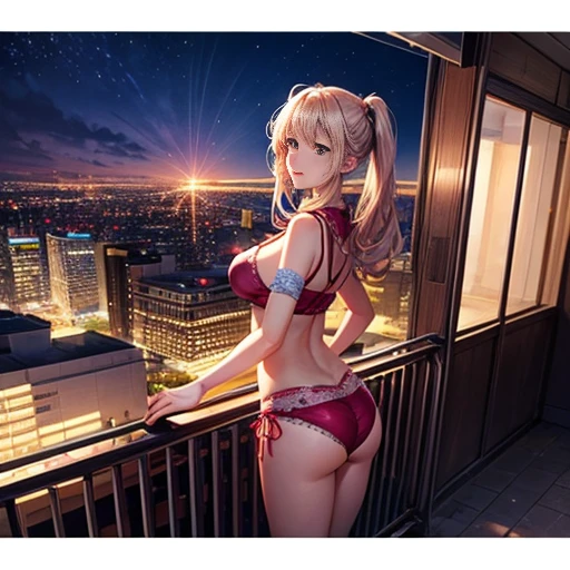 Woman standing on a balcony overlooking the city at ht, Cute girl anime visuals, Beautiful Anime girl, Beautiful Anime portrait, Beautiful Anime artwork, Beautiful Anime art, Attractive anime girl, Smooth anime CG art, Beautiful Anime, Real life anime girls, Beautiful Anime woman, Beautiful Anime art style, Beautiful Anime high school girl, Beautiful fantasy anime、Camant tit、Nipple Ps、Cl、Plump、r big Super big butt、The vimusement park below