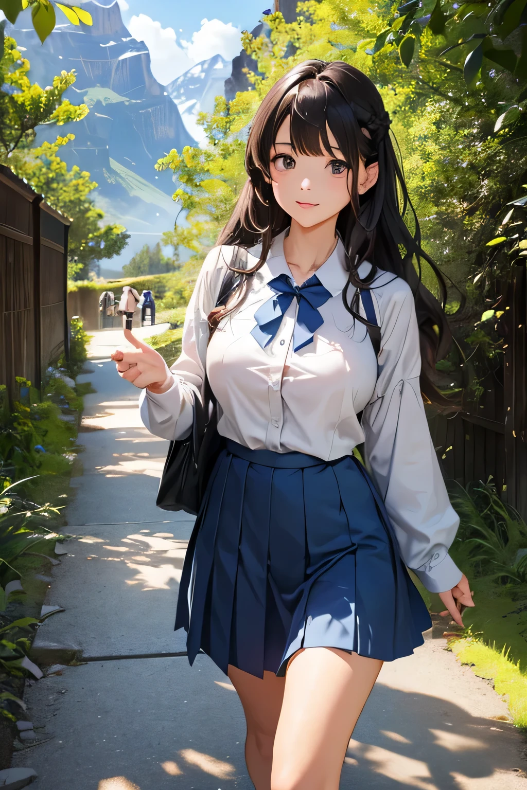 highest quality、High resolution、Detailed Background、(Beautiful face in every detail:1.4)、Anatomically correct、(Draw the usual number of fingers:1.2)、Detailed facial expressions、Detailed eyes、Detailed eyes、Beautiful, smooth skin、age beauty、(Huge breasts:1.2)、(Highly detailed face:1.4)、Perfect body line、
cute hair color、Brown Hair、Black Hair、braided bob、Braided long hair、Wavy Hairstyle、well-groomed eyebrows、Cute gestures、Walking in the air、A little excited expression、A happy look、Cute color sailor uniform、light blue sailor color、Pleated skirt、White knee-high socks、Cowboy Shot、
(A beautiful girl enjoying the thrill of walking in the air:1.5)、

Walking in the air is an activity where you walk on elevated walkways and suspension bridges.、
Access a walking space set up at an elevated location、

They continue to hold hands while walking in high places to show a sense of security and affection、
While walking, we talk about each other and the surrounding scenery、
Take photos of the scenery from high places and cute scenes during sky walking.、

You can feel the depth of the Grand Canyon by walking along this transparent walkway、
A high mountain in Milford Sound on New Zealand's South Island々You can walk along the sidewalk while enjoying the glacier scenery、The feature is a glass-floored walkway built on the cliff.、By walking on a deep ravine、You can enjoy the spectacular scenery、cute