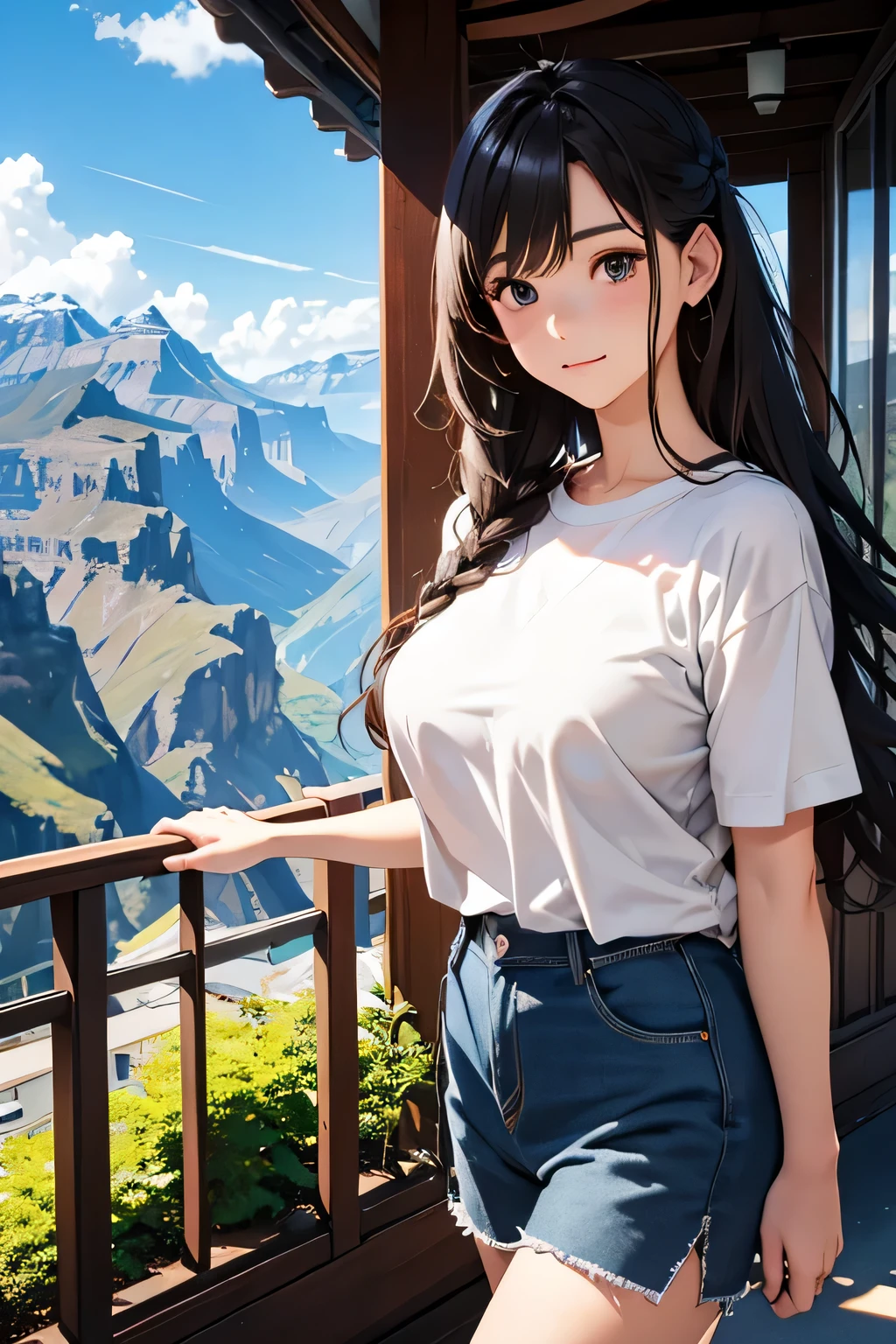 highest quality、High resolution、Detailed Background、(Beautiful face in every detail:1.4)、Anatomically correct、(Draw the usual number of fingers:1.2)、Detailed facial expressions、Detailed eyes、Detailed eyes、Beautiful, smooth skin、Teenage beauty、(Huge breasts:1.2)、(Highly detailed face:1.4)、Perfect body line、
cute hair color、Brown Hair、Black Hair、braided bob、Braided long hair、Wavy Hairstyle、well-groomed eyebrows、Cute gestures、Walking in the air、A little excited expression、A happy look、Cowboy Shot、

(A beautiful girl enjoying the thrill of walking in the air:1.5)、

Walking in the air is an activity where you walk on elevated walkways and suspension bridges.、
Access a walking space set up at an elevated location、

They continue to hold hands while walking in high places to show a sense of security and affection、
While walking, we talk about each other and the surrounding scenery、
Take photos of the scenery from high places and cute scenes during sky walking.、
Leave memories by posing together and taking pictures that make use of the background、

You can feel the depth of the Grand Canyon by walking along this transparent walkway、
A high mountain in Milford Sound on New Zealand's South Island々You can walk along the sidewalk while enjoying the glacier scenery、The feature is a glass-floored walkway built on the cliff.、By walking on a deep ravine、You can enjoy the spectacular scenery、
For casual tops, choose simple yet unique designs such as logo T-shirts, sweatshirts, or camisoles、

The colorful rompers are accented with pastel and vivid colors、
Details such as ruffles, lace and ribbons add femininity、
Choose the type that best fits your body.、cute