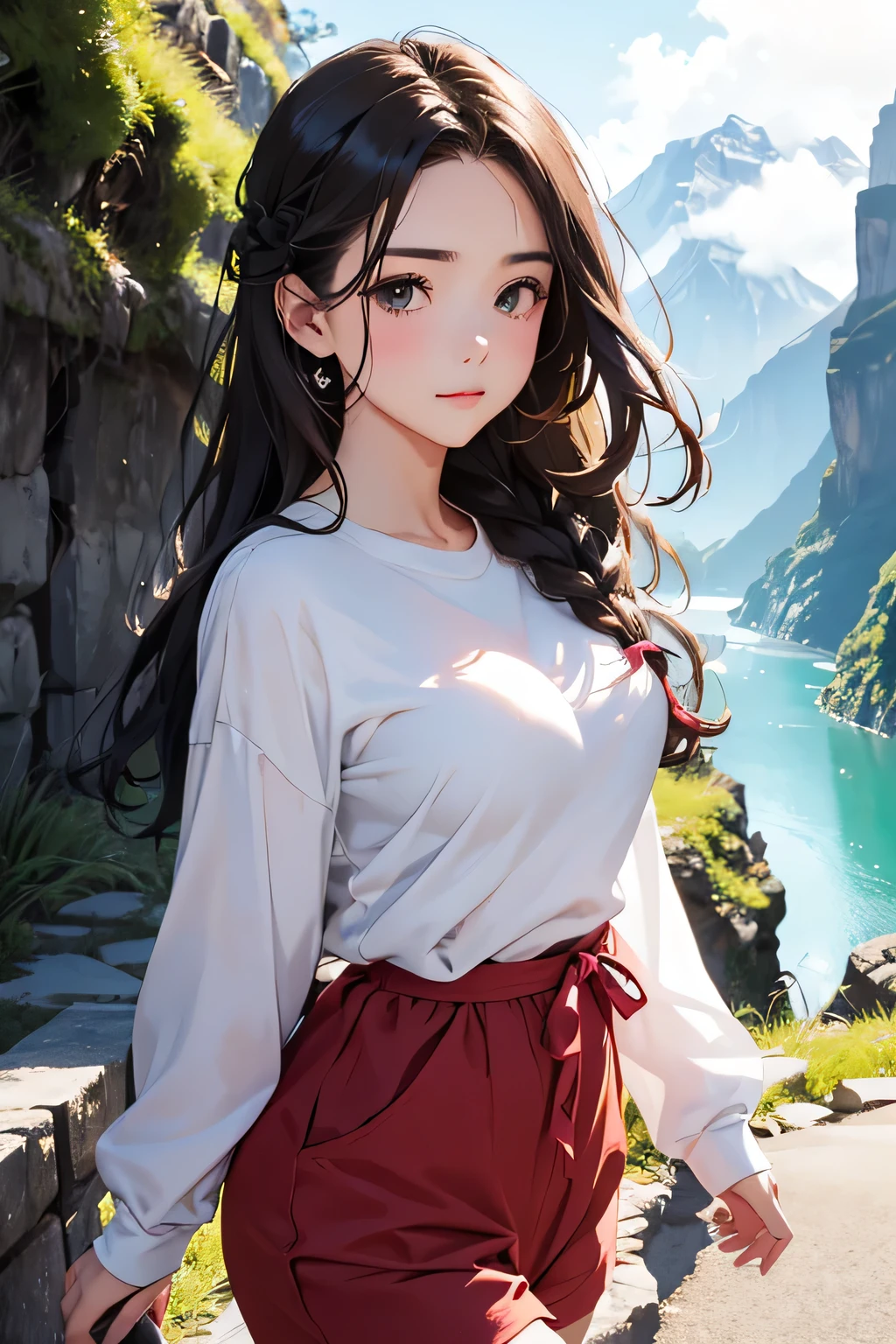 highest quality、High resolution、Detailed Background、(Beautiful face in every detail:1.4)、Anatomically correct、(Draw the usual number of fingers:1.2)、Detailed facial expressions、Detailed eyes、Detailed eyes、Beautiful, smooth skin、age beauty、(Huge breasts:1.2)、(Highly detailed face:1.4)、Perfect body line、
cute hair color、Brown Hair、Black Hair、braided bob、Braided long hair、Wavy Hairstyle、well-groomed eyebrows、Cute gestures、Walking in the air、A little excited expression、A happy look、Cowboy Shot、
(A beautiful girl enjoying the thrill of walking in the air:1.5)、
Walking in the air is an activity where you walk on elevated walkways and suspension bridges.、
Access a walking space set up at an elevated location、
They continue to hold hands while walking in high places to show a sense of security and affection、
While walking, we talk about each other and the surrounding scenery、
Take photos of the scenery from high places and cute scenes during sky walking.、
Leave memories by posing together and taking pictures that make use of the background、
You can feel the depth of the Grand Canyon by walking along this transparent walkway、
A high mountain in Milford Sound on New Zealand's South Island々You can walk along the sidewalk while enjoying the glacier scenery、The feature is a glass-floored walkway built on the cliff.、By walking on a deep ravine、You can enjoy the spectacular scenery、
For casual tops, choose simple yet unique designs such as logo T-shirts, sweatshirts, or camisoles、
The colorful rompers are accented with pastel and vivid colors、
Details such as ruffles, lace and ribbons add femininity、
Choose the type that best fits your body.、cute